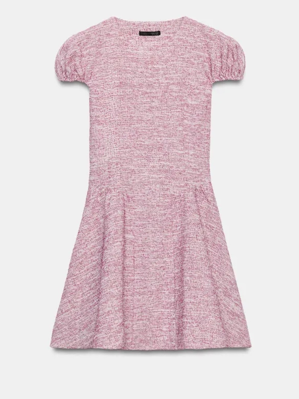 Zara Heather Pink Puff-Sleeve Knit Mini Dress